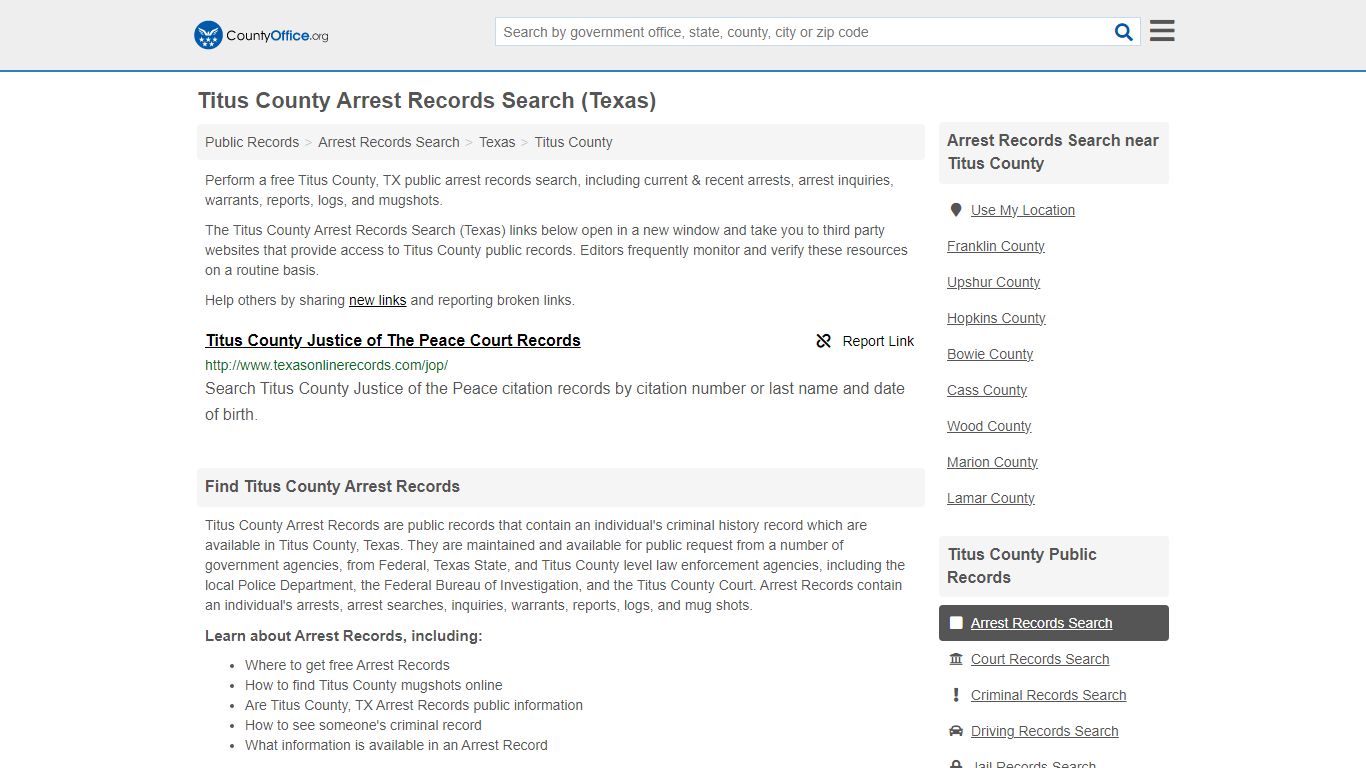 Arrest Records Search - Titus County, TX (Arrests & Mugshots)