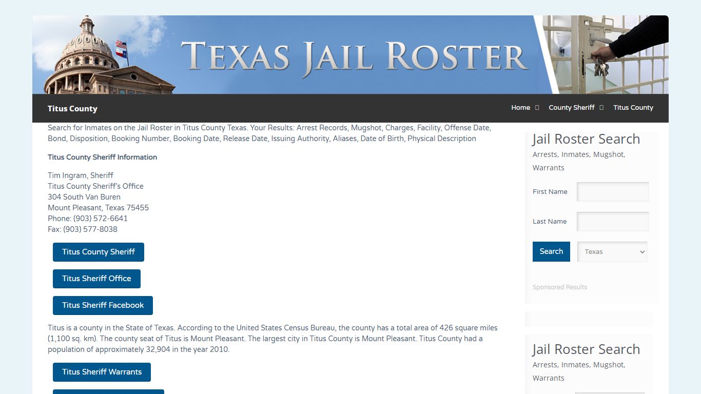 Titus County | Jail Roster Search